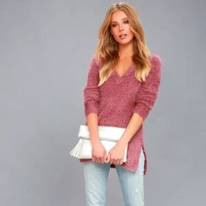 Jack By BB Dakota Pam Eyelash Knit  Tunic Sweater Deco Rose Pink Size XS NWOT